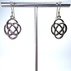 VTG Solid Sterling Silver 925 Celtic Knot Dangle Earrings Size 1.25" Length